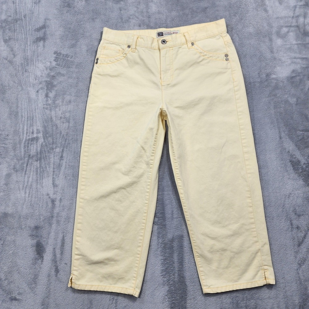 Vintage Faded Glory Pants Womens 4 Yellow Denim‎ Capri Crop Lemon Casual Summer
